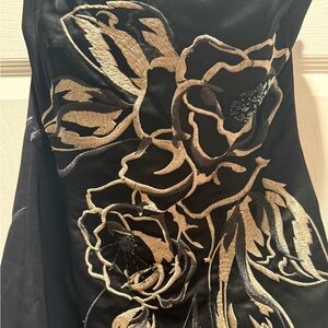 Black strapless midi dress